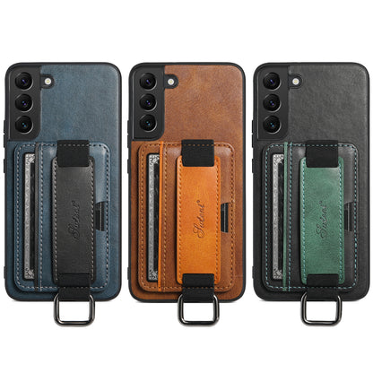 Oil Wax Leather Card Holder Galaxy S22 Case Wristband