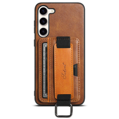 Oil Wax Leather Card Holder Galaxy S24 Case Wristband