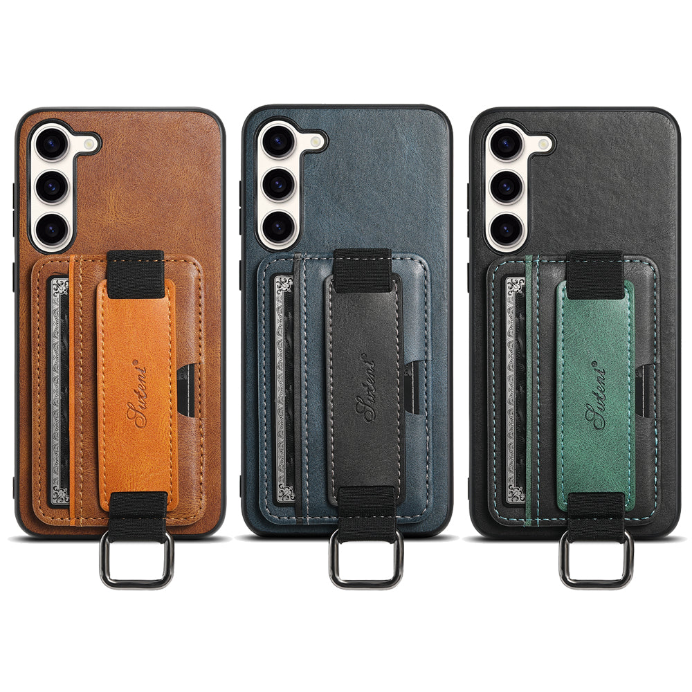 Oil Wax Leather Card Holder Galaxy S24 Case Wristband