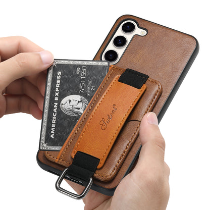 Oil Wax Leather Card Holder Galaxy S24 Case Wristband