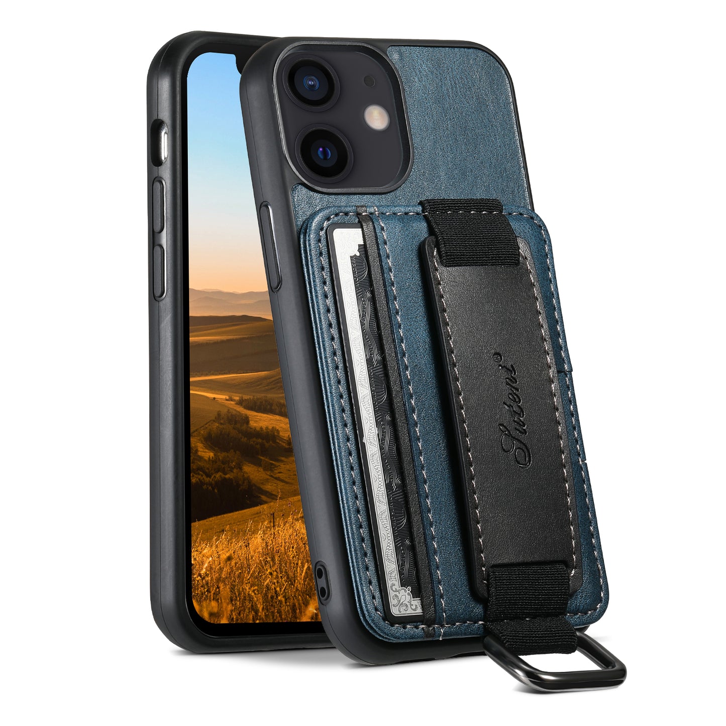 Oil Wax Leather Card Holder iPhone 11 Pro Case Wristband