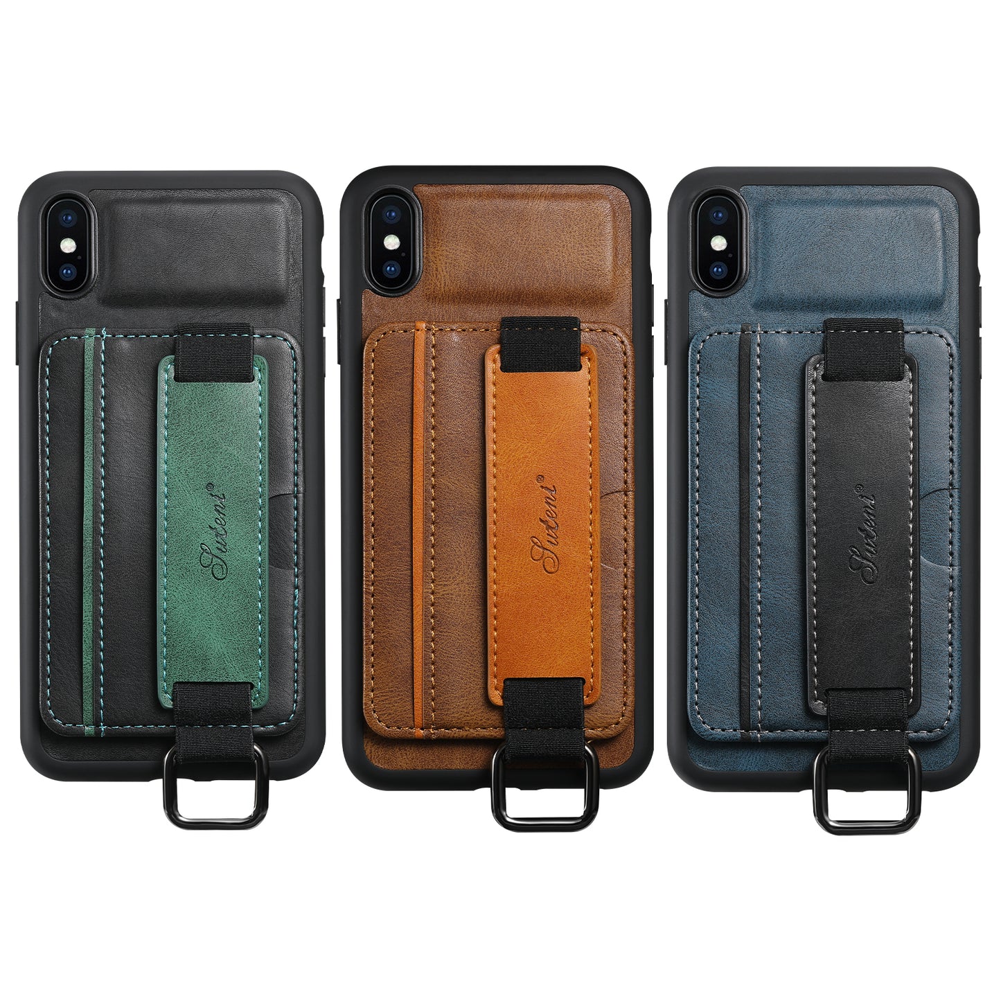 Oil Wax Leather Card Holder iPhone Xs Max Case Wristband