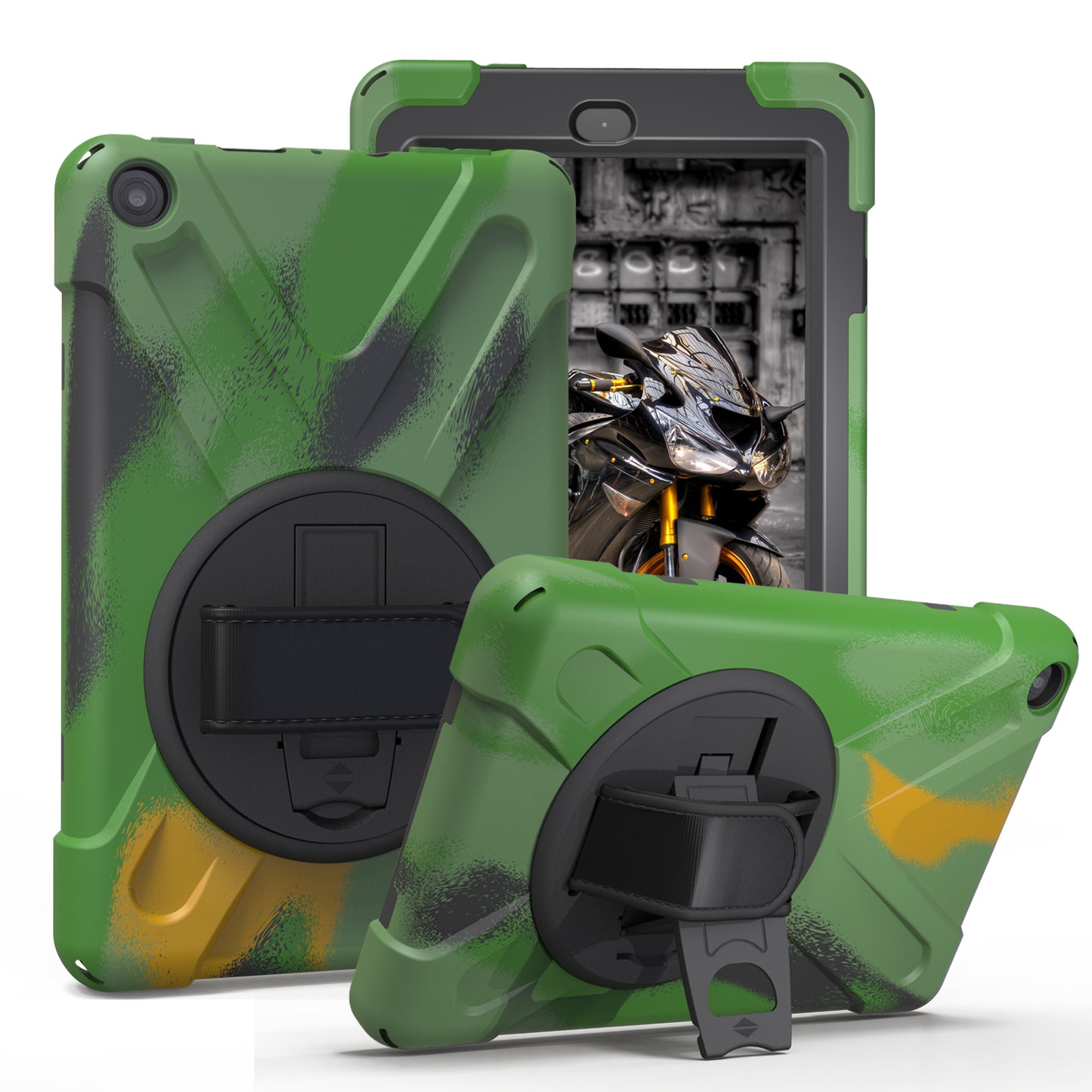 Pirate King Kindle Fire 8 (2018) Case 360 Rotating Stand Hand Shoulder