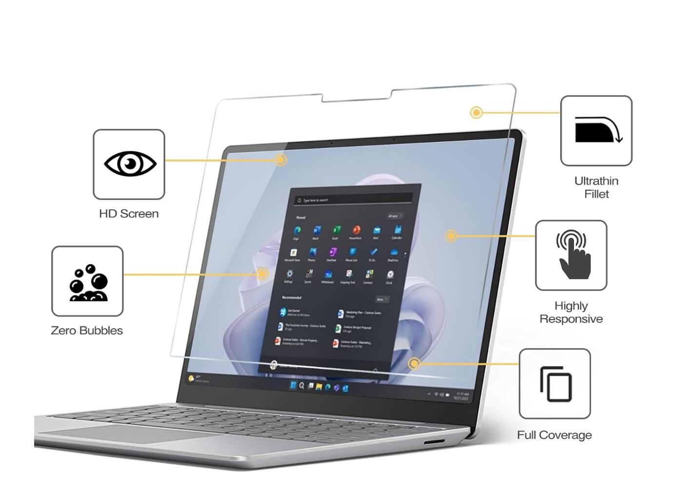 [2 Pack] Clear Tempered Glass Dell Chromebook Screen Protector