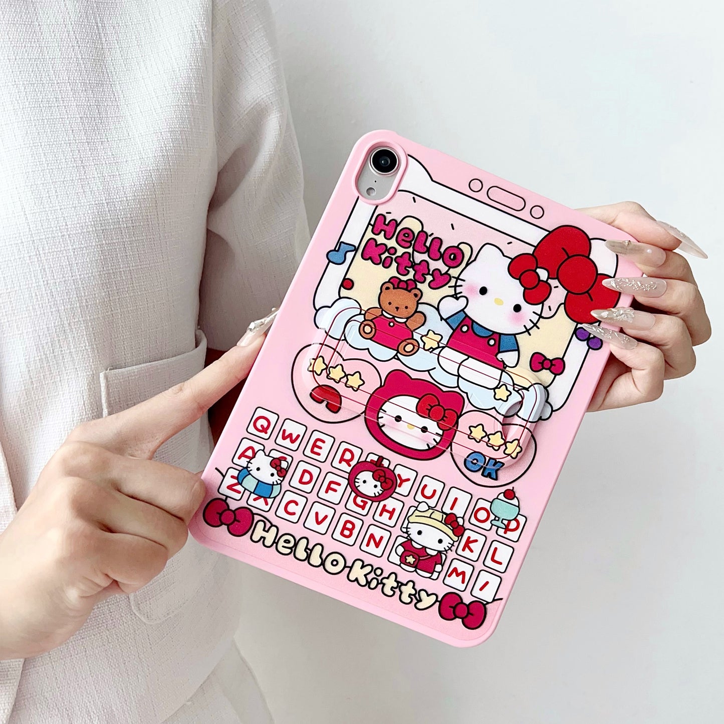 Liquid Silicone Stand Cartoon Painting iPad Samsung Tablet Cases