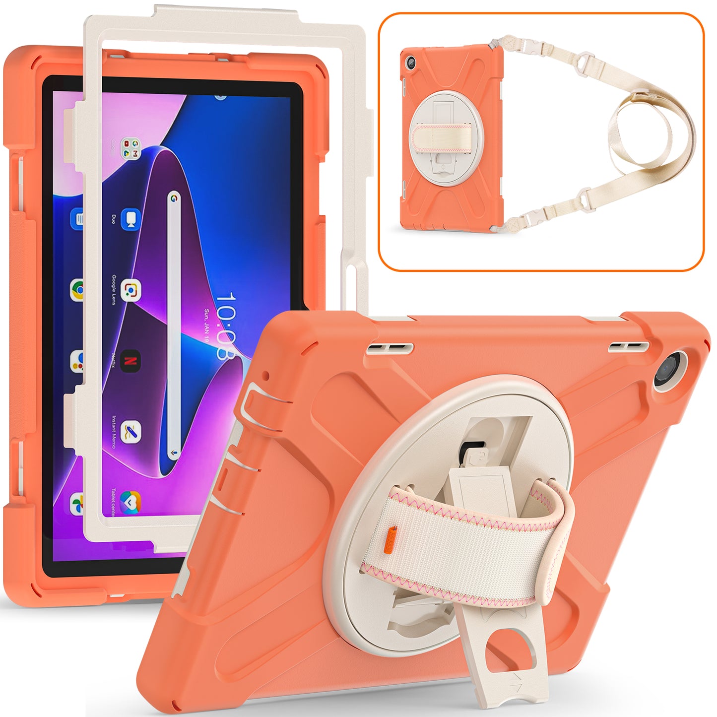 Pirate King Lenovo Tab M10 (2022) Case 360 Rotating Stand Hand