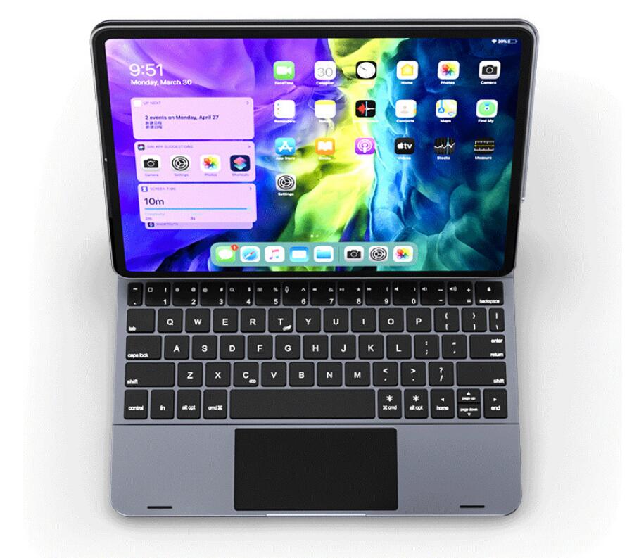 DOQO Suspension Aluminum Backlit Touchpad Keyboard iPad Air 4 Case