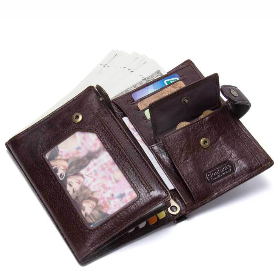 Genuine Leather Passport Case Wallet Money Clip Fashionable Multifunctional Buckle ID