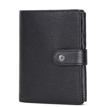 Genuine Leather Passport Case Wallet Money Clip Fashionable Multifunctional Buckle ID