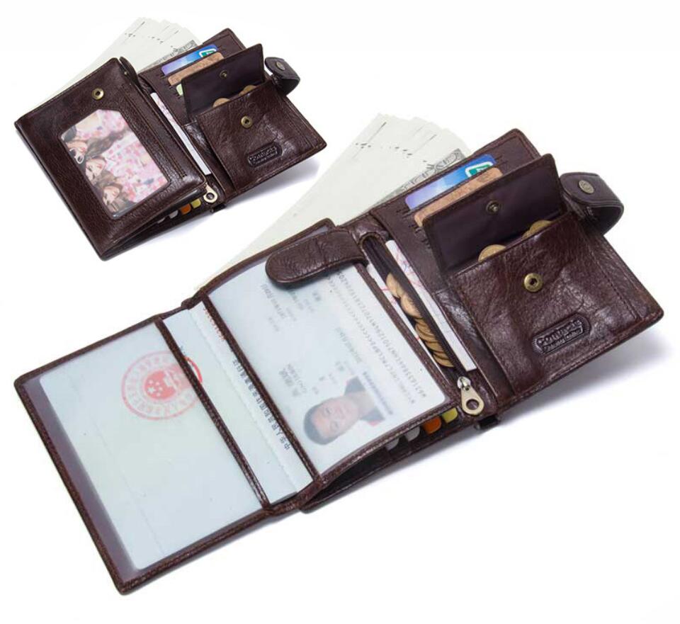 Genuine Leather Passport Case Wallet Money Clip Fashionable Multifunctional Buckle ID