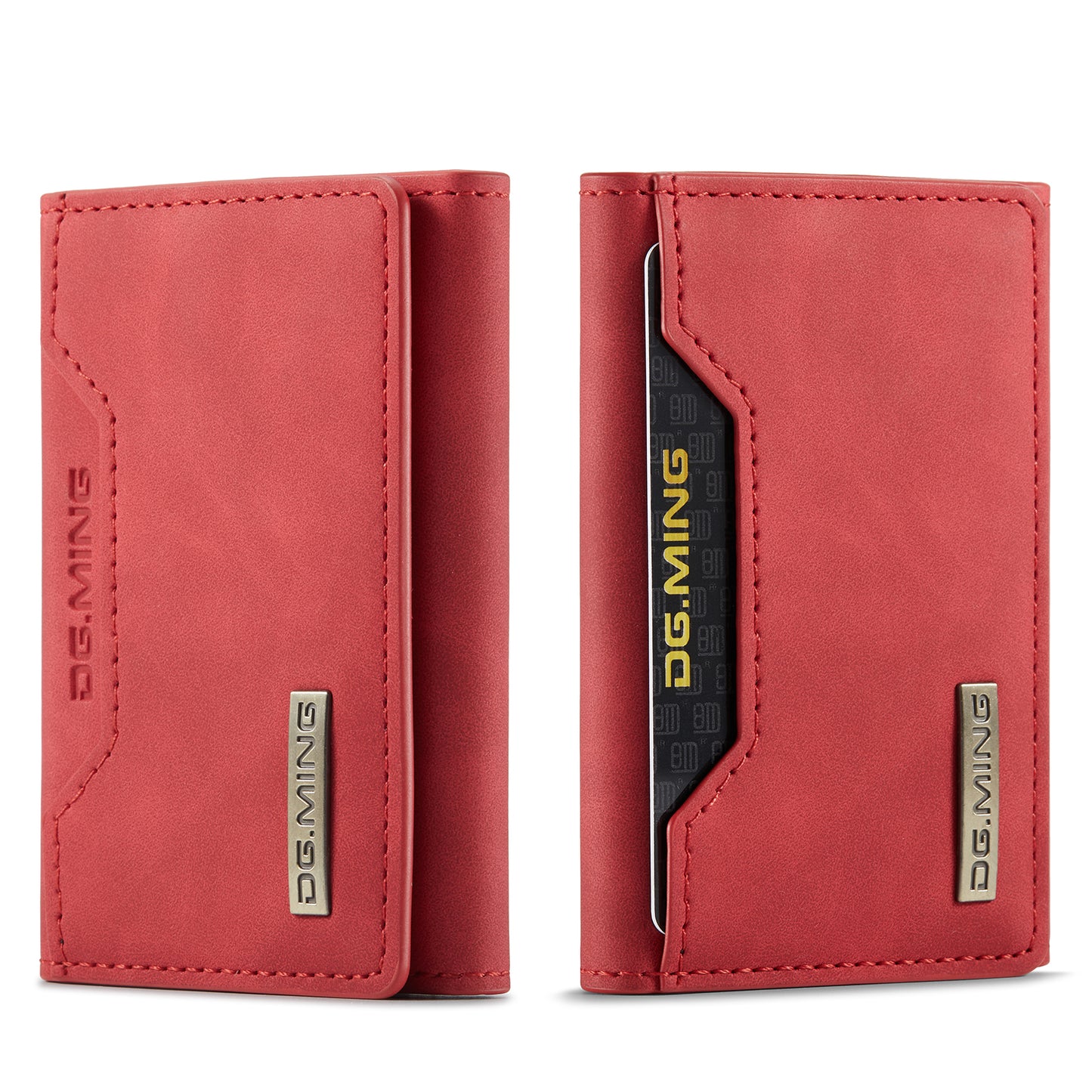 Stylish Leather 3-Fold Card Case Magnetic Portable