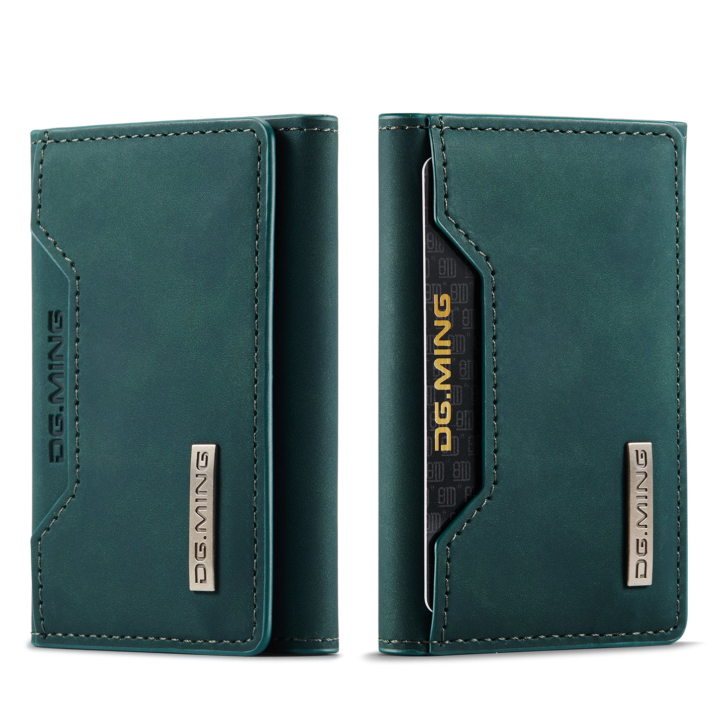 Stylish Leather 3-Fold Card Case Magnetic Portable