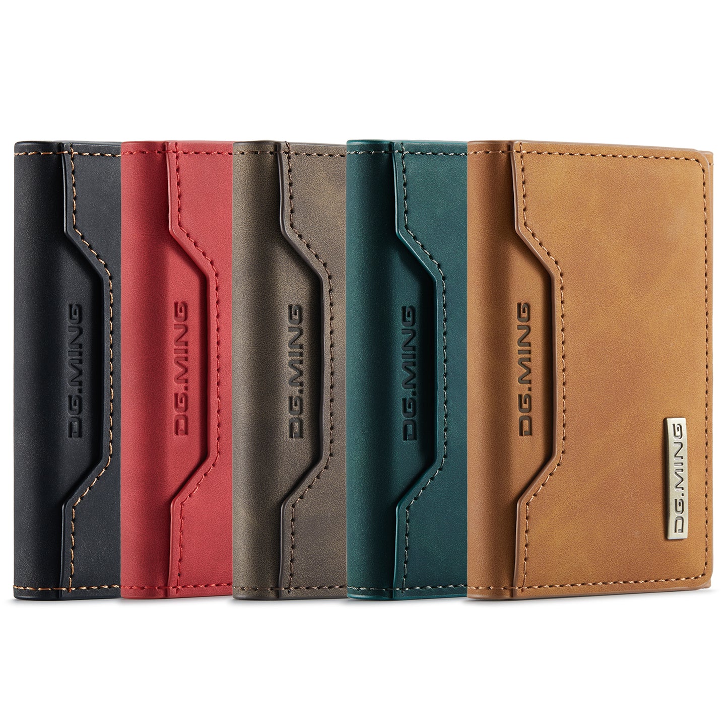 Stylish Leather 3-Fold Card Case Magnetic Portable