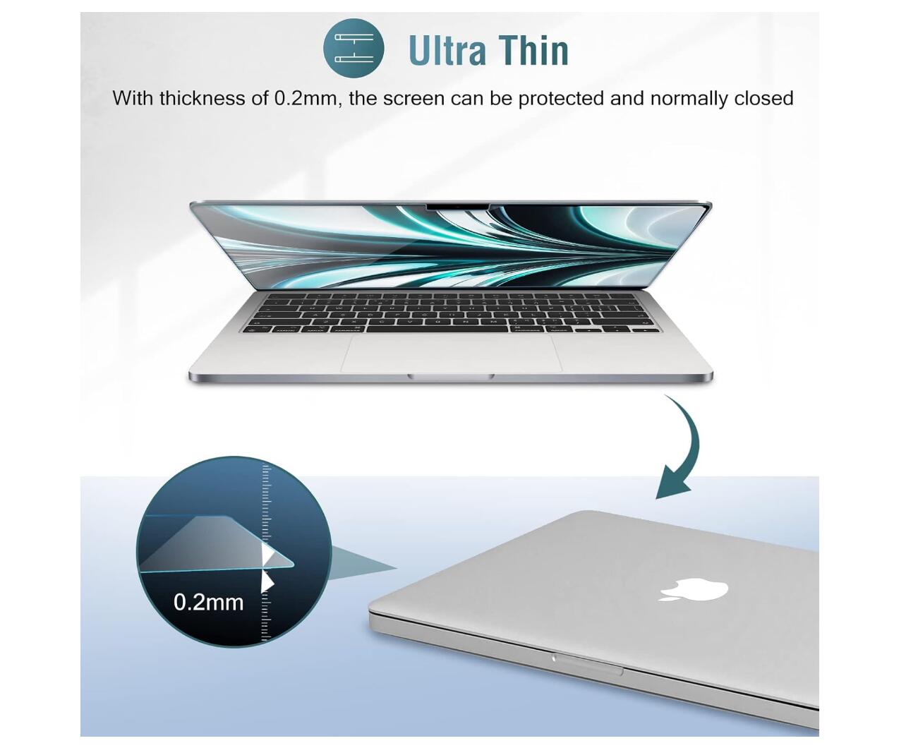 [2 Pack] Anti-Spy Tempered Glass MacBook Air 13.6 A3113 Screen Protector