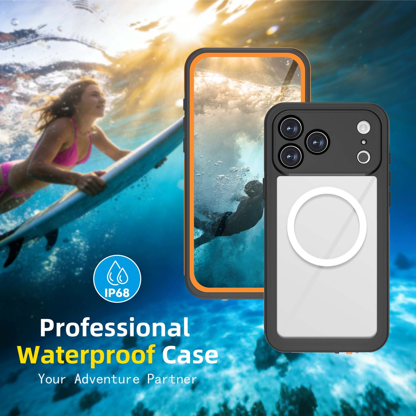 Ultramarine Technology MagSafe IP68 Waterproof Phone Case MIL-STD Military-Grade Drop Tested - iPhone 17 Pro Max