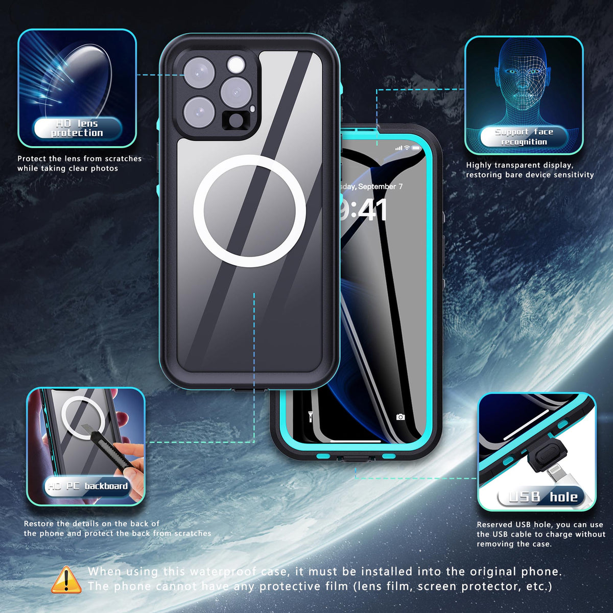 Ultramarine Technology with MagSafe Waterproof Phone Case | 360 Full Body Protection Case