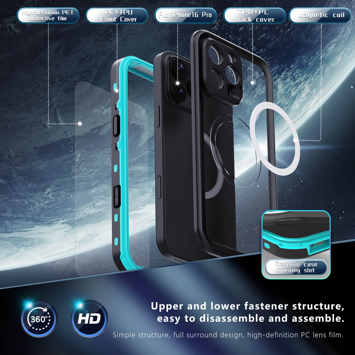Ultramarine Technology with MagSafe Waterproof Phone Case | 360 Full Body Protection Case