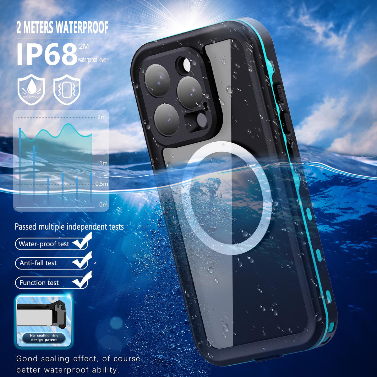 Ultramarine Technology with MagSafe Waterproof Phone Case | 360 Full Body Protection Case