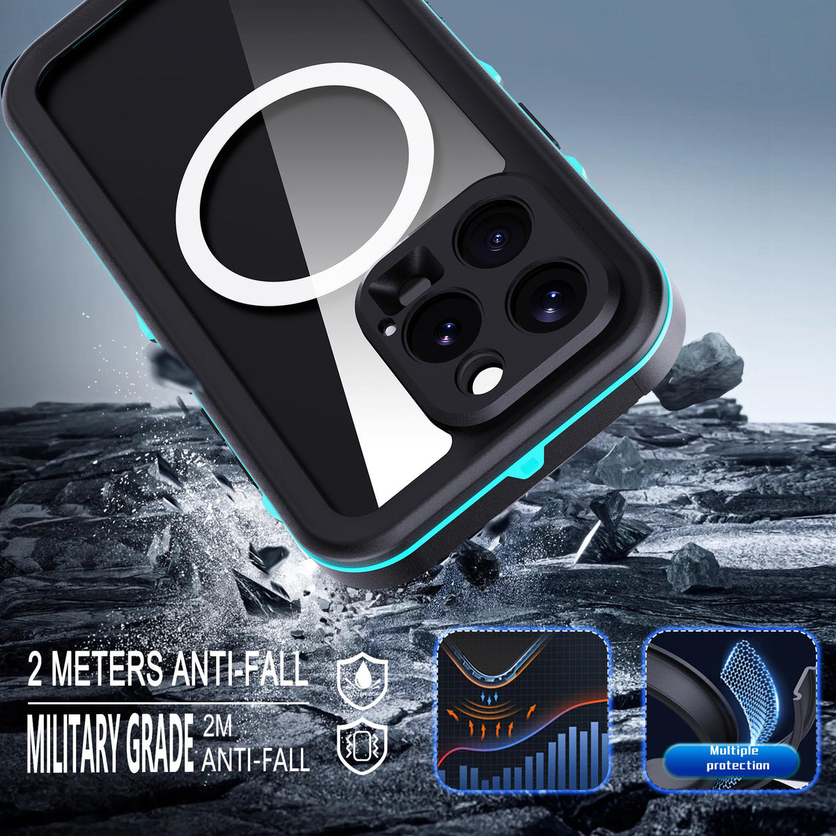 Ultramarine Technology with MagSafe Waterproof Phone Case | 360 Full Body Protection Case