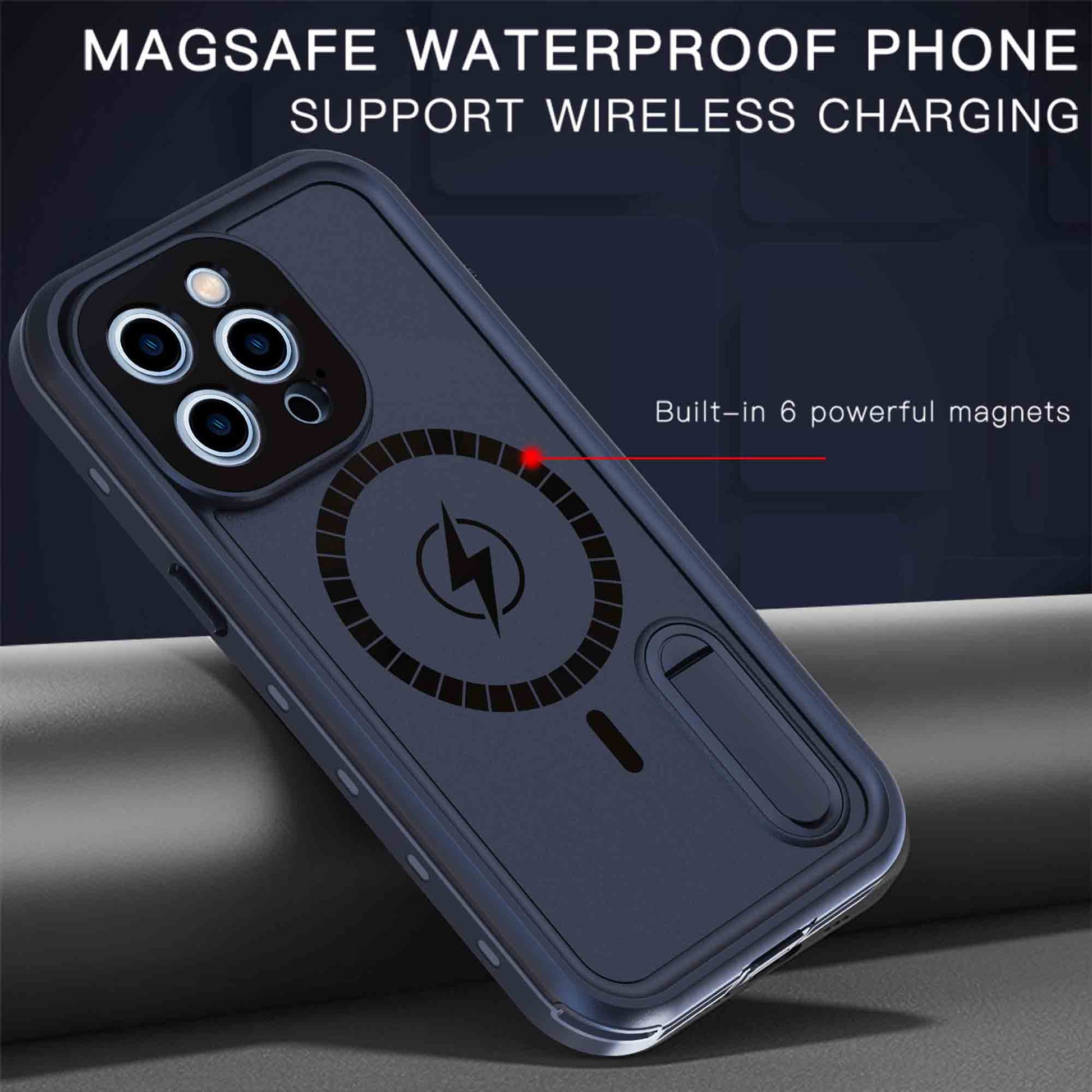 Ultramarine Technology MagSafe Waterproof Phone Case with Stand–Dustproof & Drop Protection - iPhone 13 Pro Max