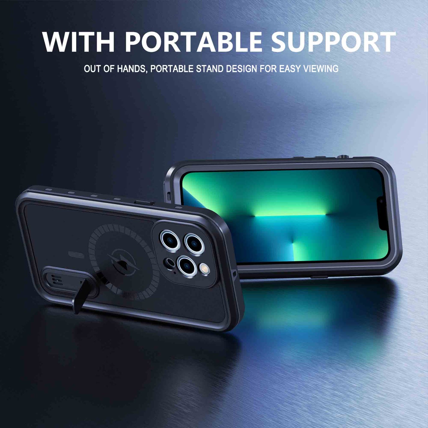 Ultramarine Technology MagSafe Waterproof Phone Case with Stand–Dustproof & Drop Protection - iPhone 13 Pro Max