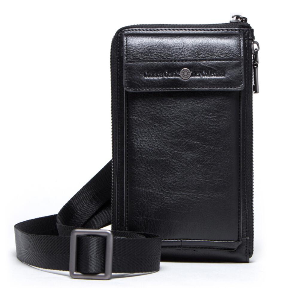 Men's Genuine Leather Handbag Phone Bag Belt Clip Fashion Oblique Straddle