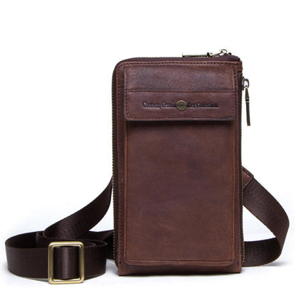 Men's Genuine Leather Handbag Phone Bag Belt Clip Fashion Oblique Straddle