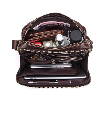 Men's Genuine Leather Handbag Tablet Bag Multi Functional Fashion