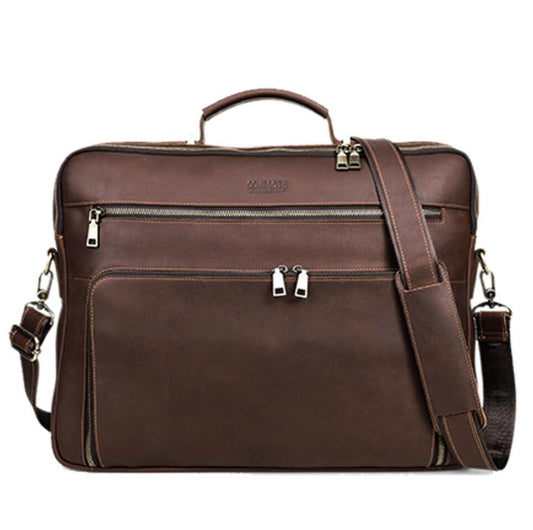 Men's Genuine Leather Briefcase Laptop Bag Tourism Leisure Large Portable