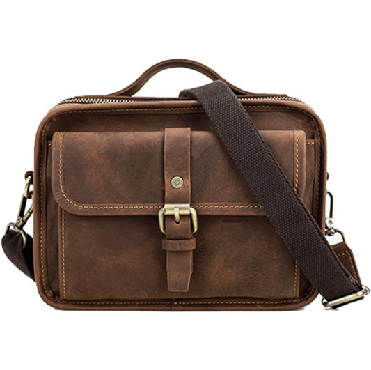 Men's Genuine Leather Messenger Bag Tablet Fitted Casual Fashion External Pocket