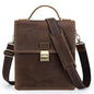 Men's Genuine Leather Messenger Bag Tablet Fashion Rectangle Plug Lock