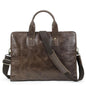 Men's Genuine Leather Briefcase Laptop Bag Fashion Retro Slim Square