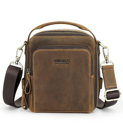 Men's Genuine Leather Handbag Phone Bag Fashion Multi-functional Compartment Zipper Portable