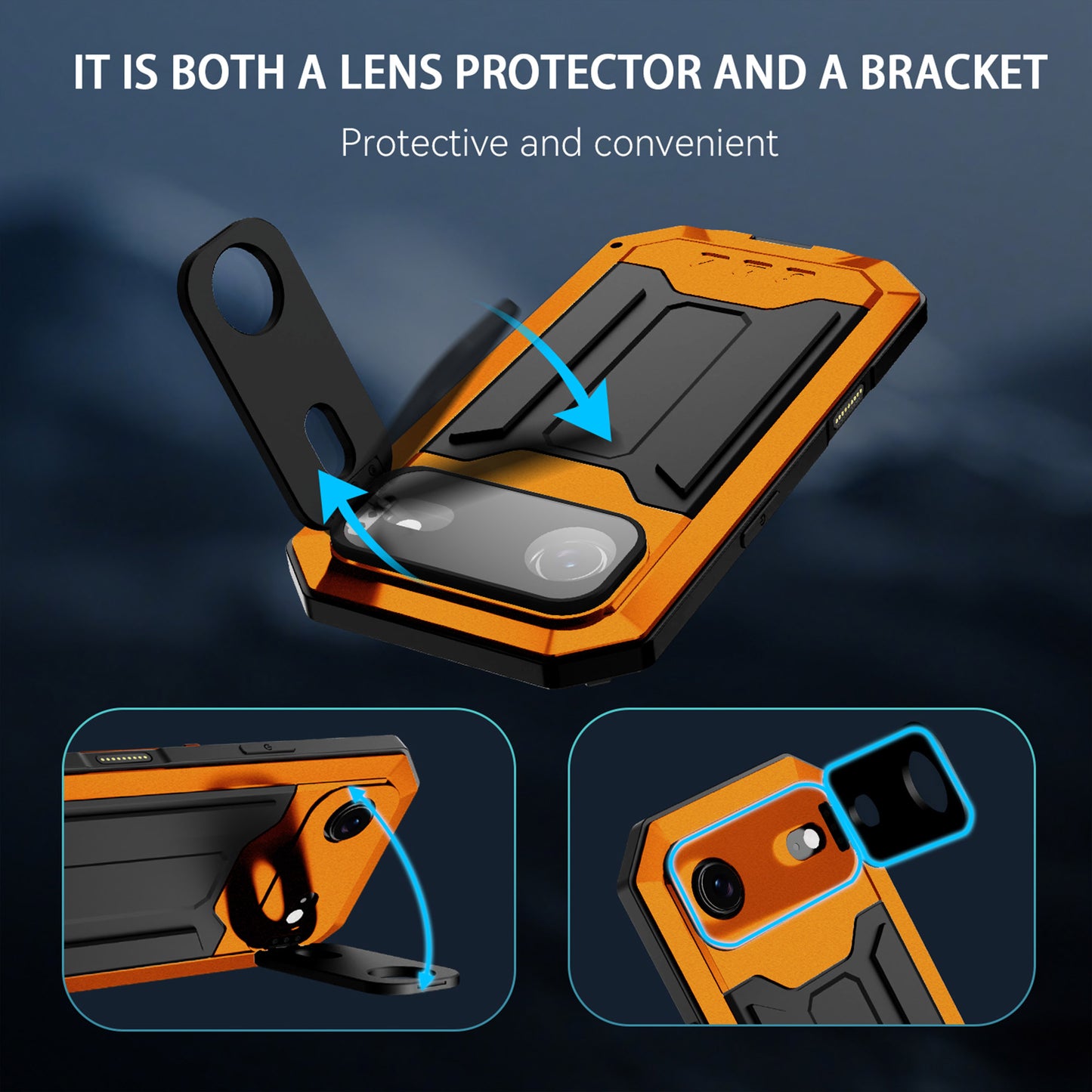 Ultramarine Technology Metal Heavy Duty Phone Case with Foldable Kickstand & Camera Control