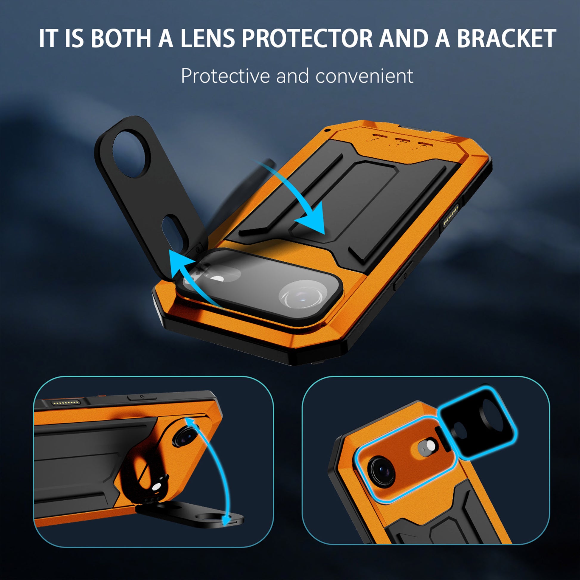 Ultramarine Technology Metal Heavy Duty Phone Case with Foldable Kickstand & Camera Control