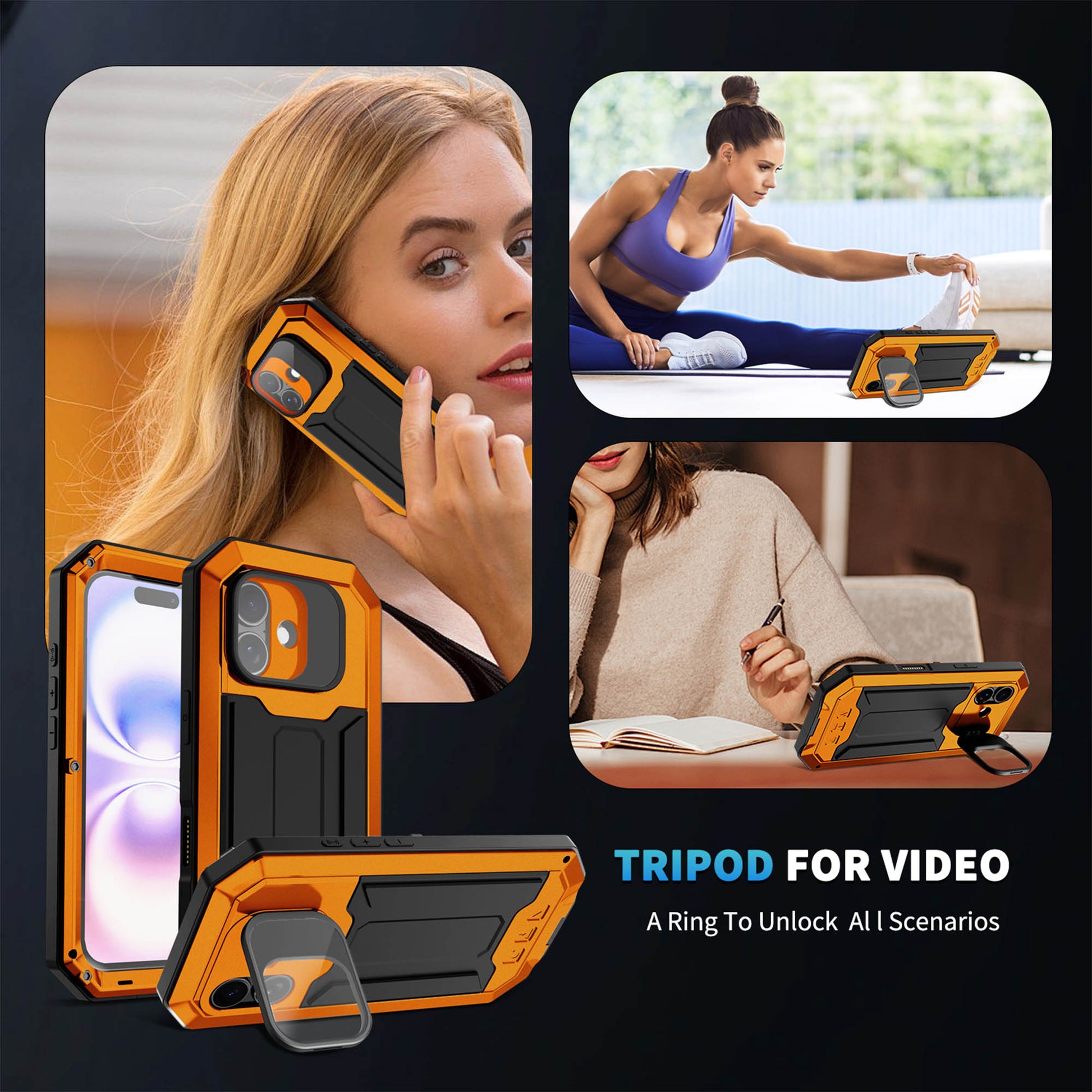 Ultramarine Technology Metal Heavy Duty Phone Case with Foldable Kickstand & Camera Control