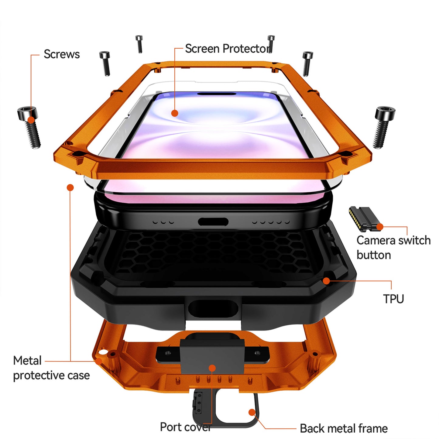 Ultramarine Technology Metal Heavy Duty Phone Case with Foldable Kickstand & Camera Control
