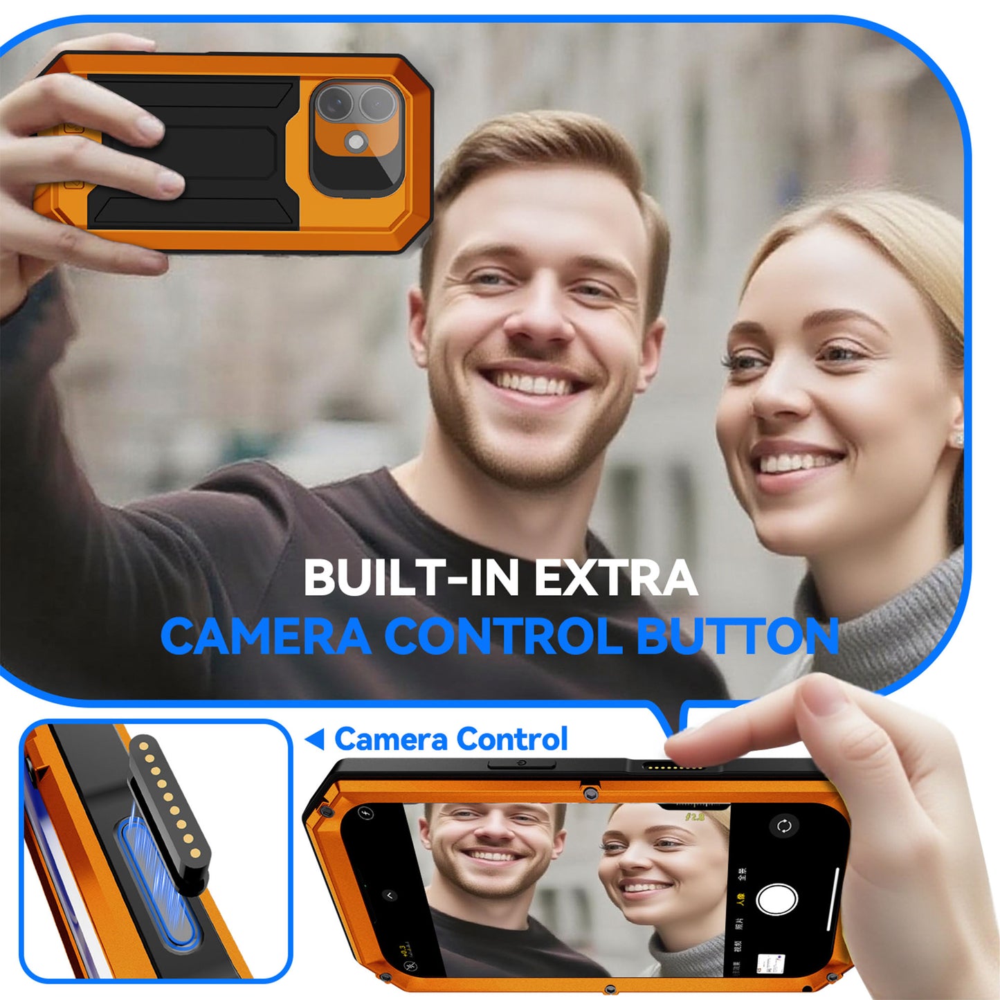 Ultramarine Technology Metal Heavy Duty Phone Case with Foldable Kickstand & Camera Control