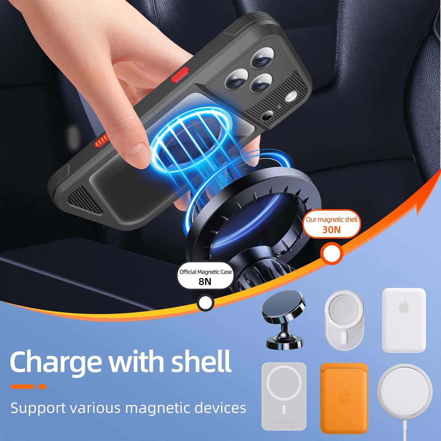 Ultramarine Technology Metal IP68 Waterproof Phone Case with Touch Control & Magnetic Mount - iPhone 17 Pro Max