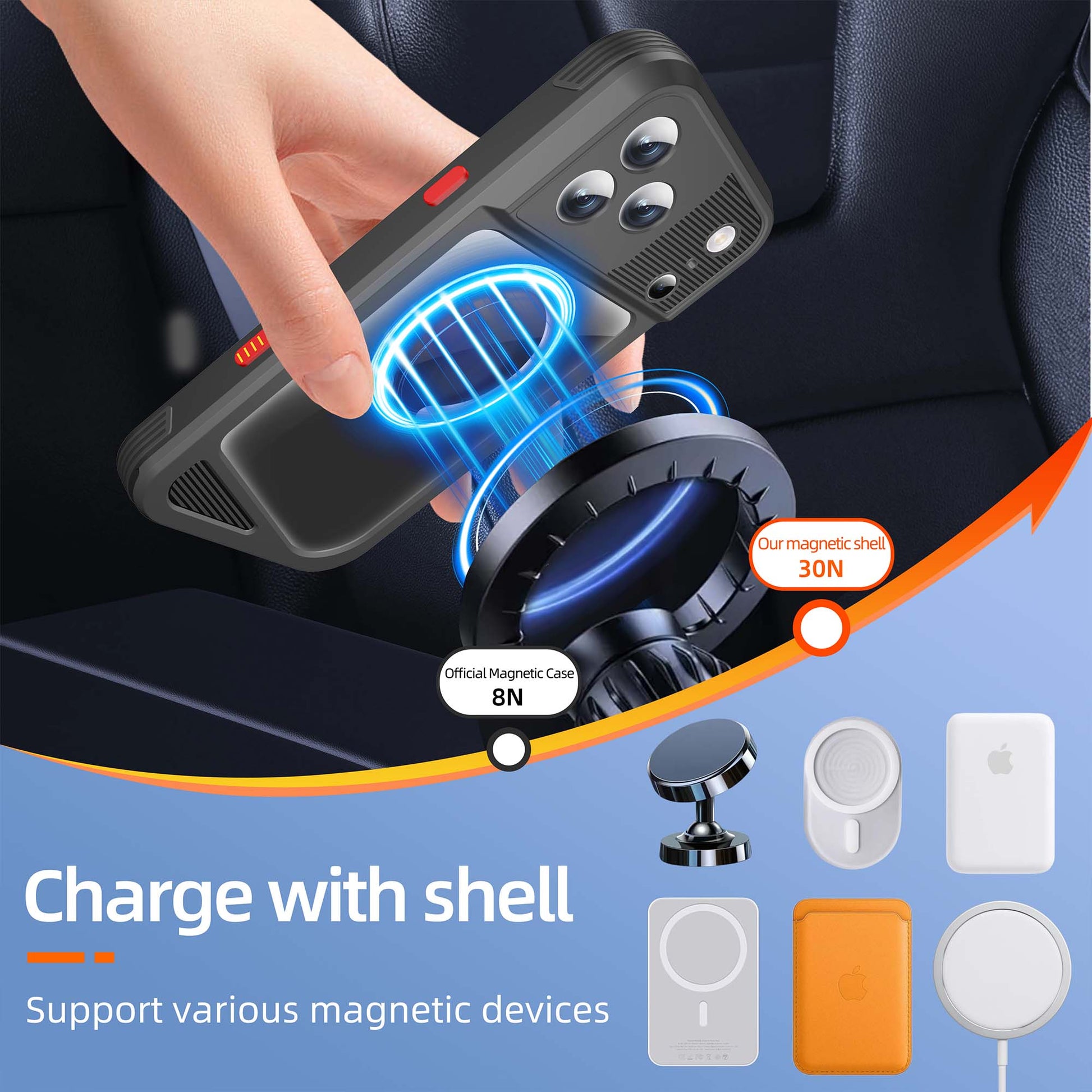 Ultramarine Technology Metal IP68 Waterproof Phone Case with Touch Control & Magnetic Mount - iPhone 17 Pro Max