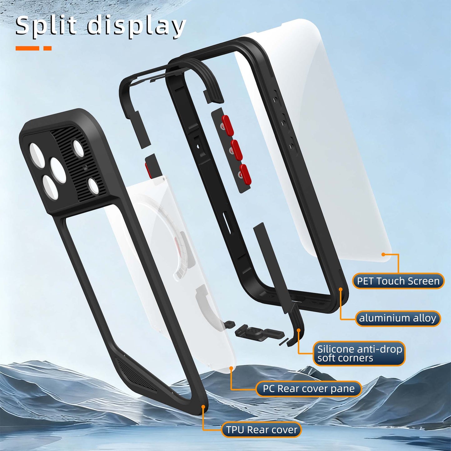 Ultramarine Technology Metal IP68 Waterproof Phone Case with Touch Control & Magnetic Mount - iPhone 17 Pro Max