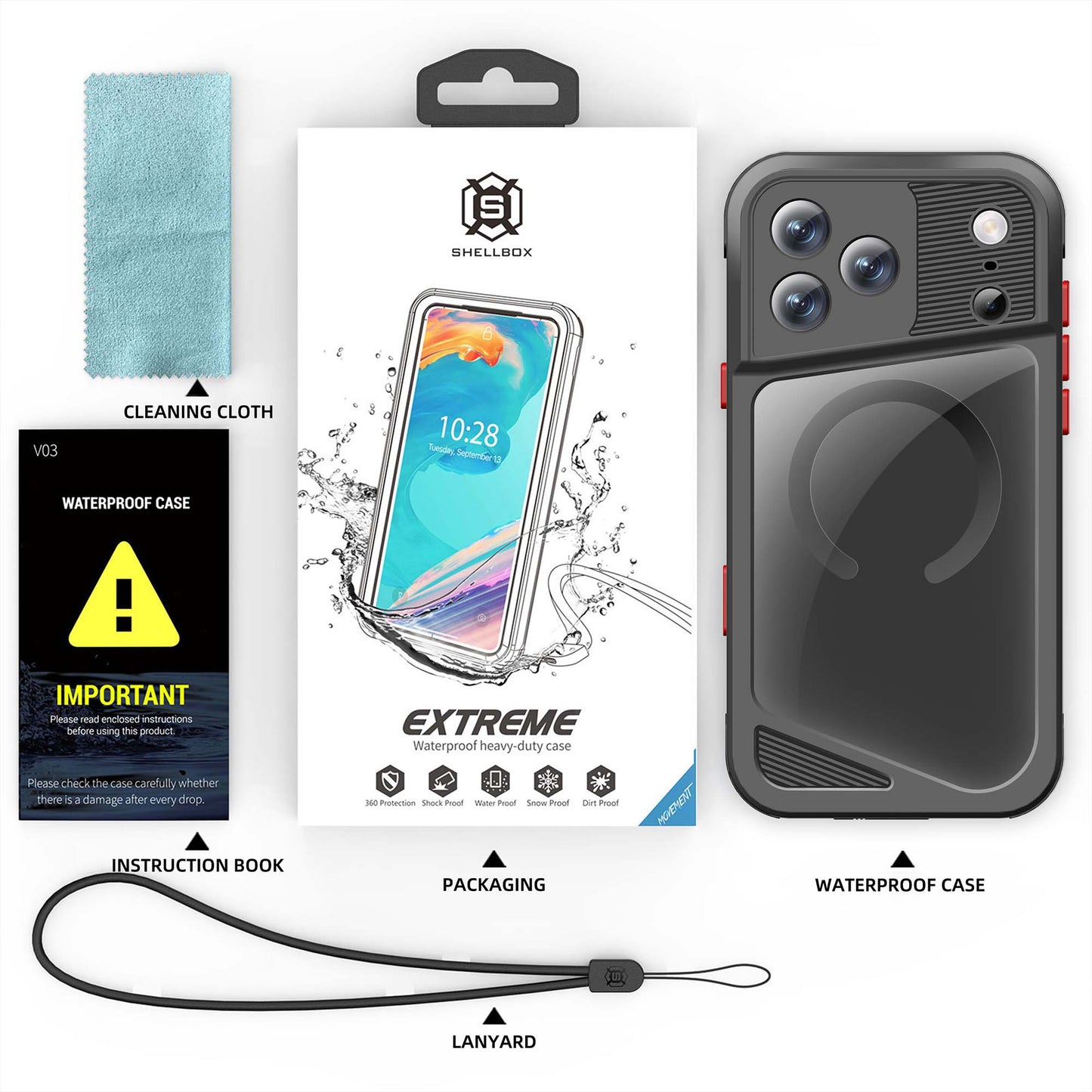 Ultramarine Technology Metal IP68 Waterproof Phone Case with Touch Control & Magnetic Mount - iPhone 17 Pro Max