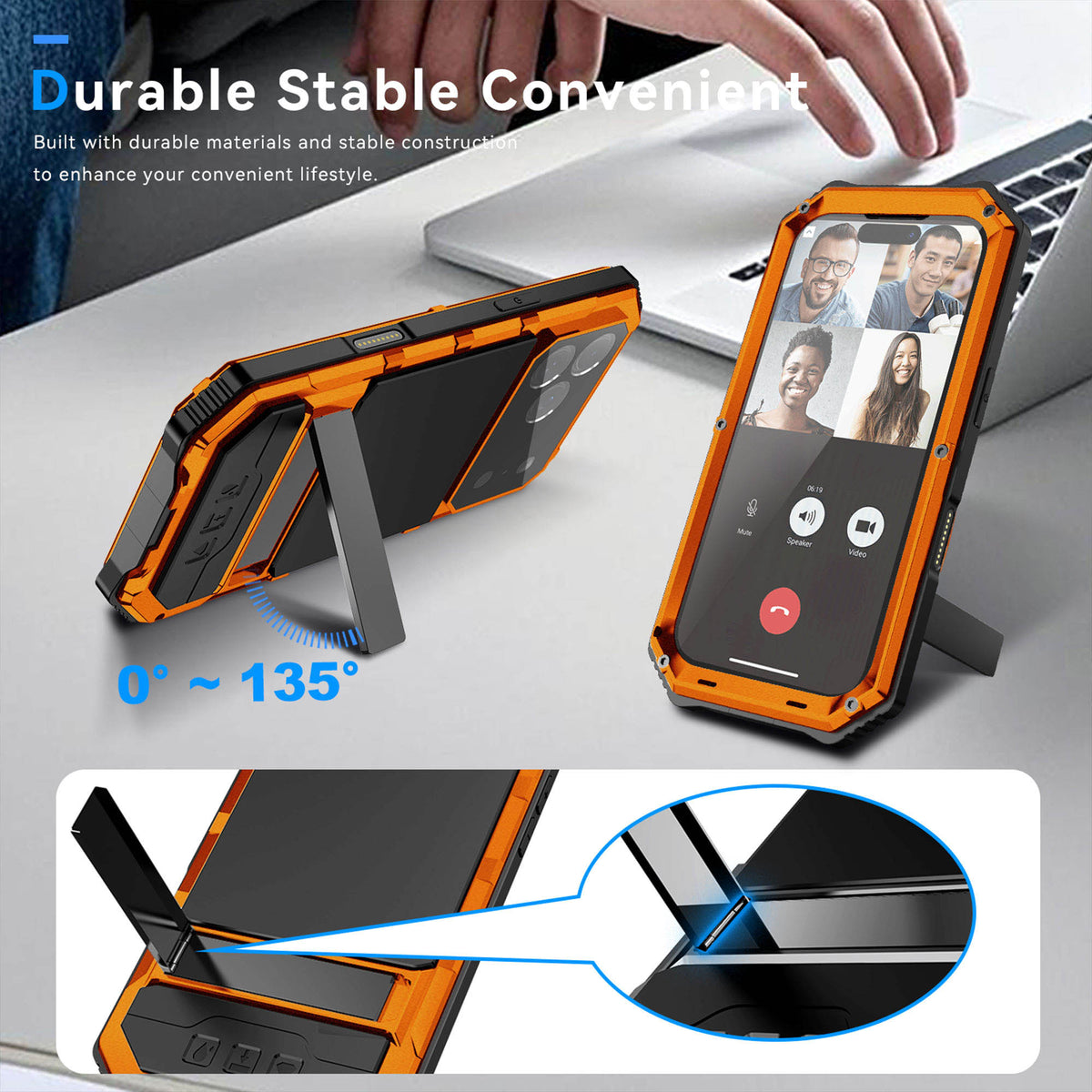 Ultramarine Tecnology Metal Kickstand Protection Military-Grade Rugged Phone Case 