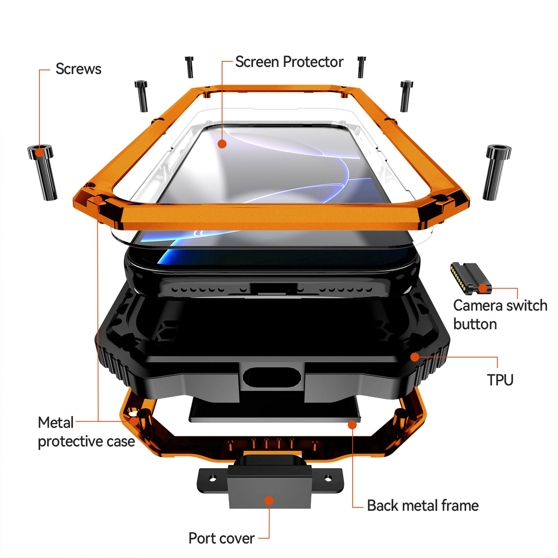 Ultramarine Tecnology Metal Kickstand Protection Military-Grade Rugged Phone Case 