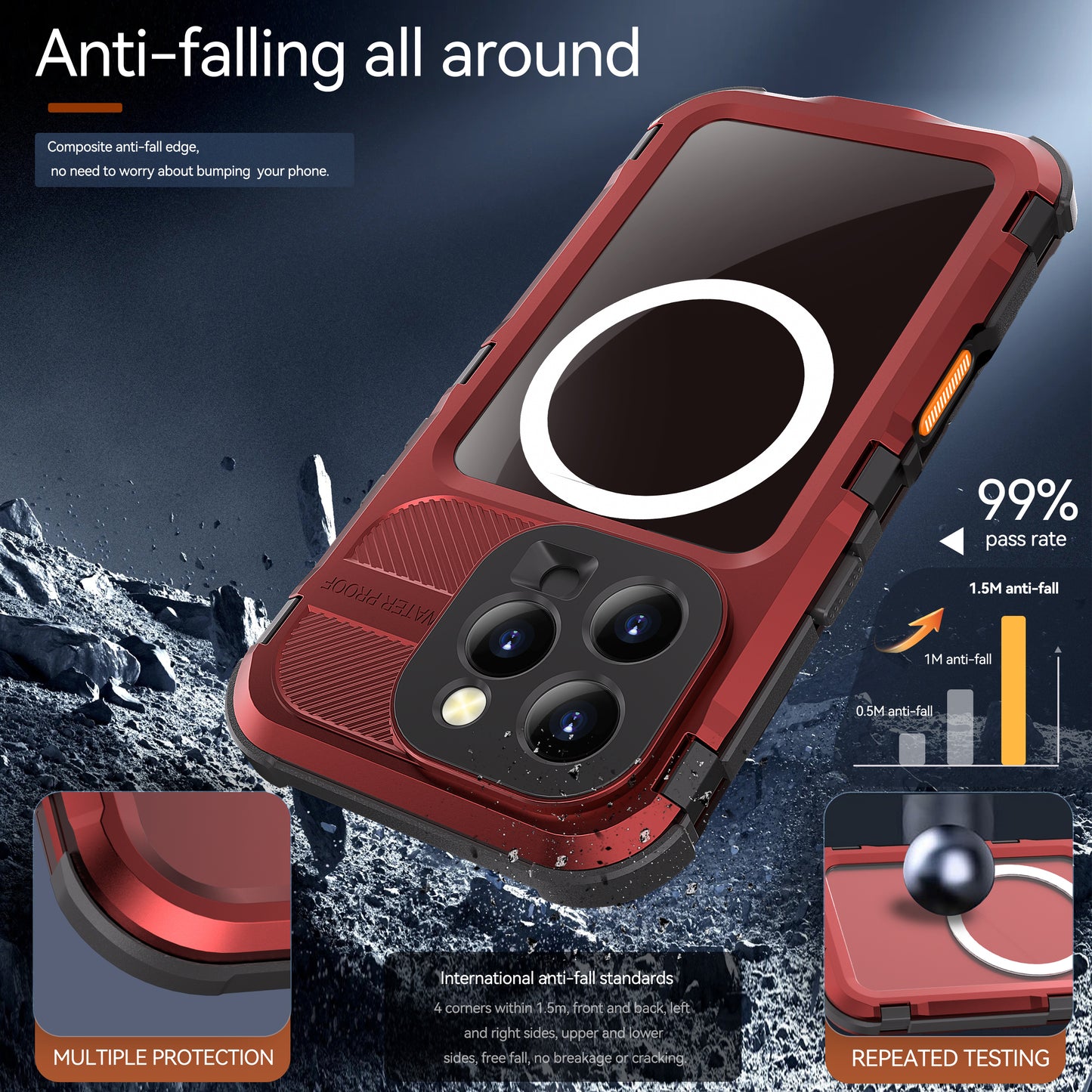 Lens Protection Aluminum Waterproof iPhone 16 Pro Case