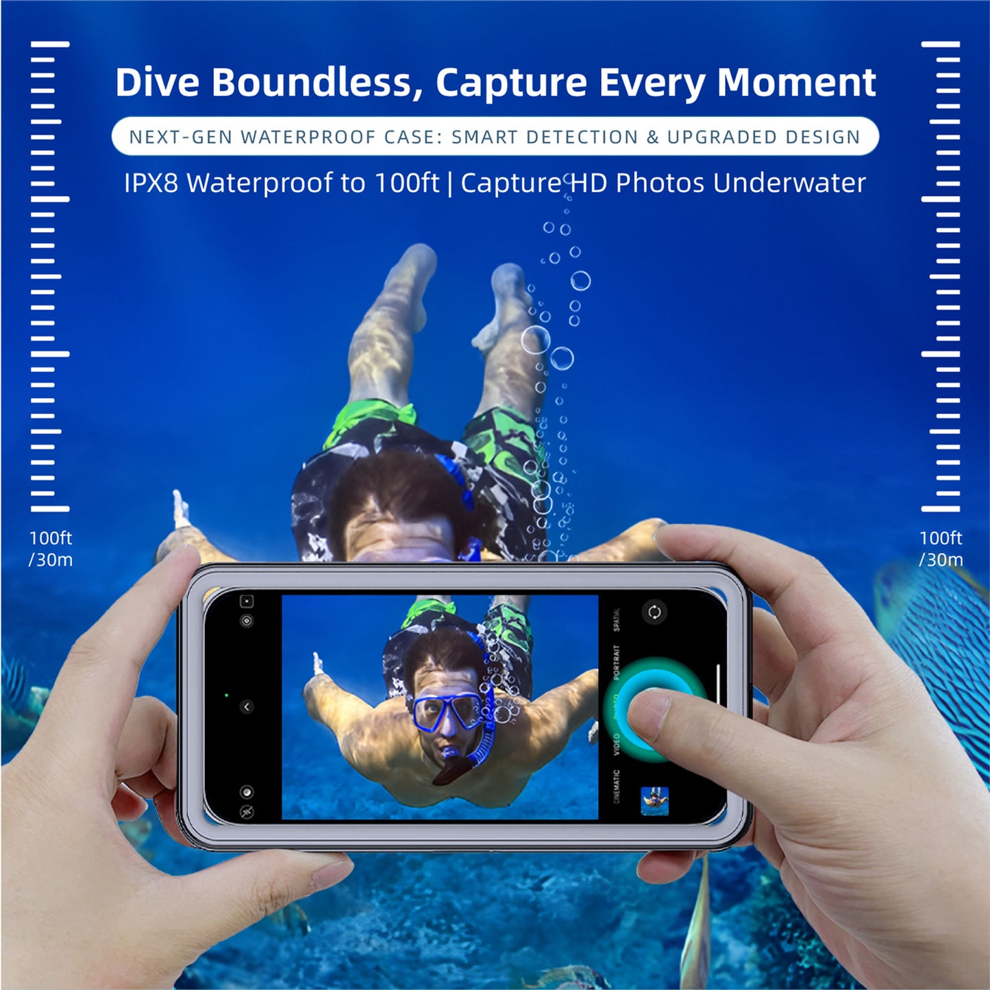 Ultramarine Technology Next-Gen IPX8 Waterproof Phone Case | Professional Underwater 100ft