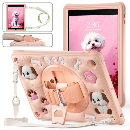 Bubble 3D Dog Stand Hand Strap iPad 8 Case Kids Safety