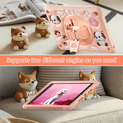 Bubble 3D Dog Stand Hand Strap iPad 8 Case Kids Safety