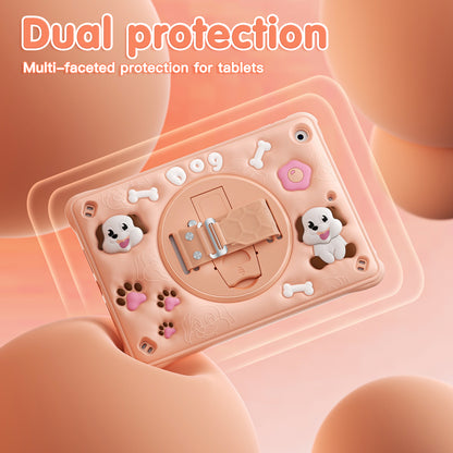 Bubble 3D Dog Stand Hand Strap iPad 8 Case Kids Safety