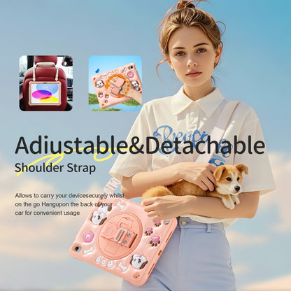 Bubble 3D Dog Stand Hand Strap iPad 10 Case Kids Safety